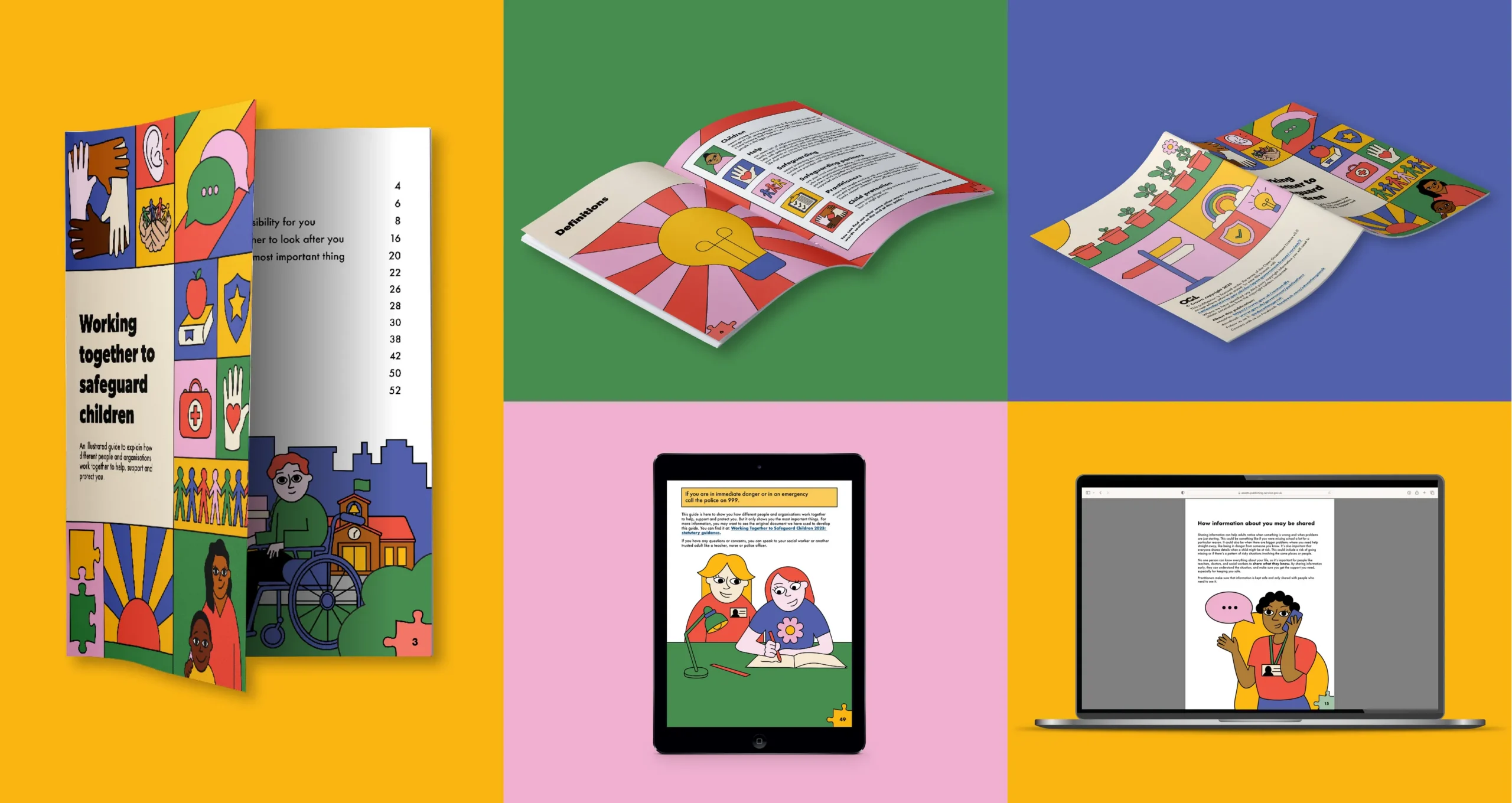 Working together to safeguard children branded digital and printed materials created for the Department for Education