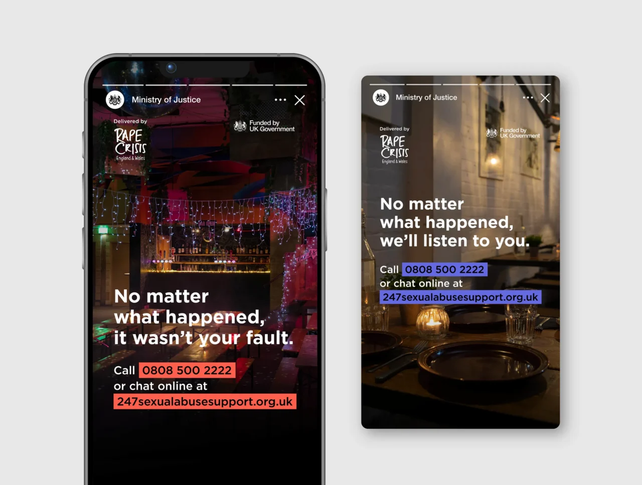 Image of campaign social media designs displayed on a smartphone.