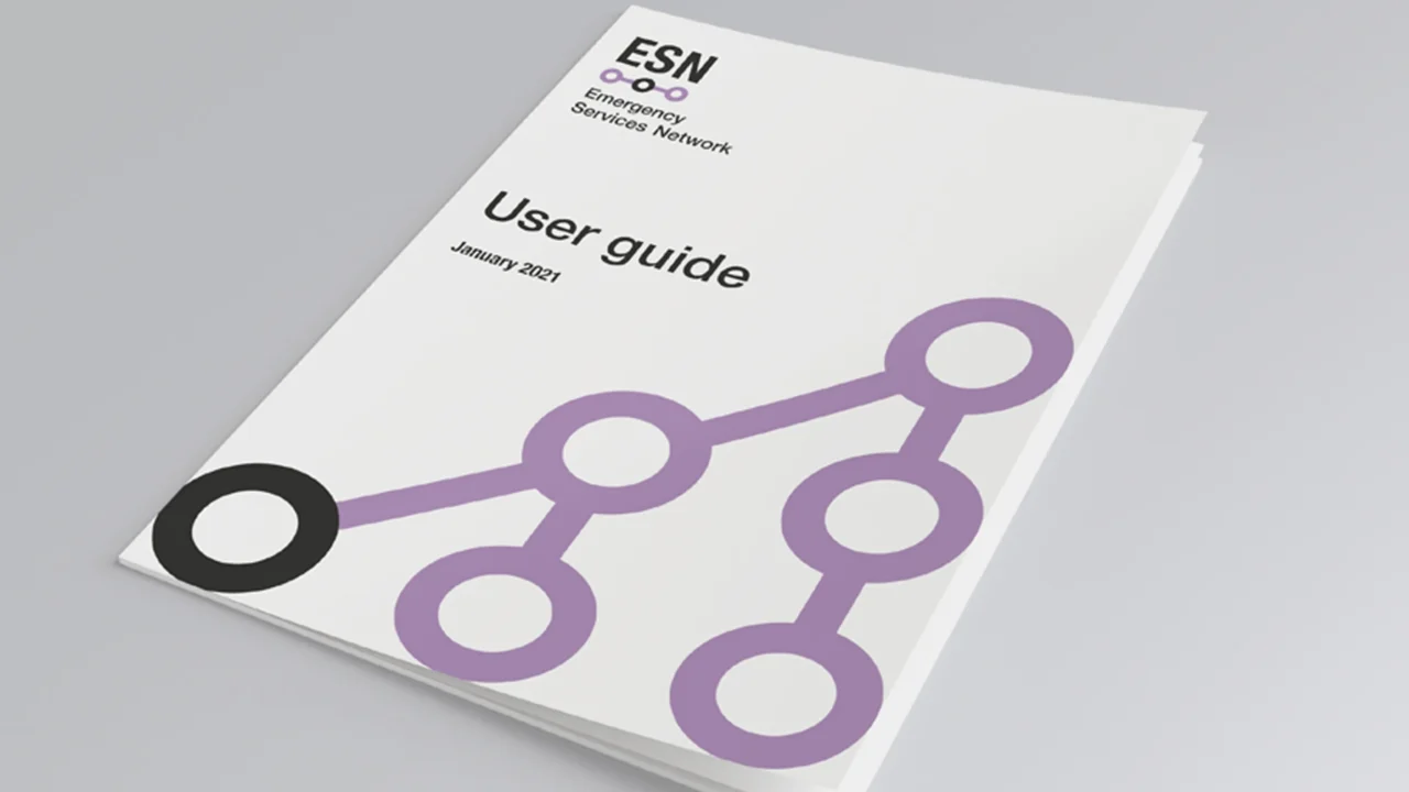 Mocked up user guide cover using the new Emergency Services Network branding