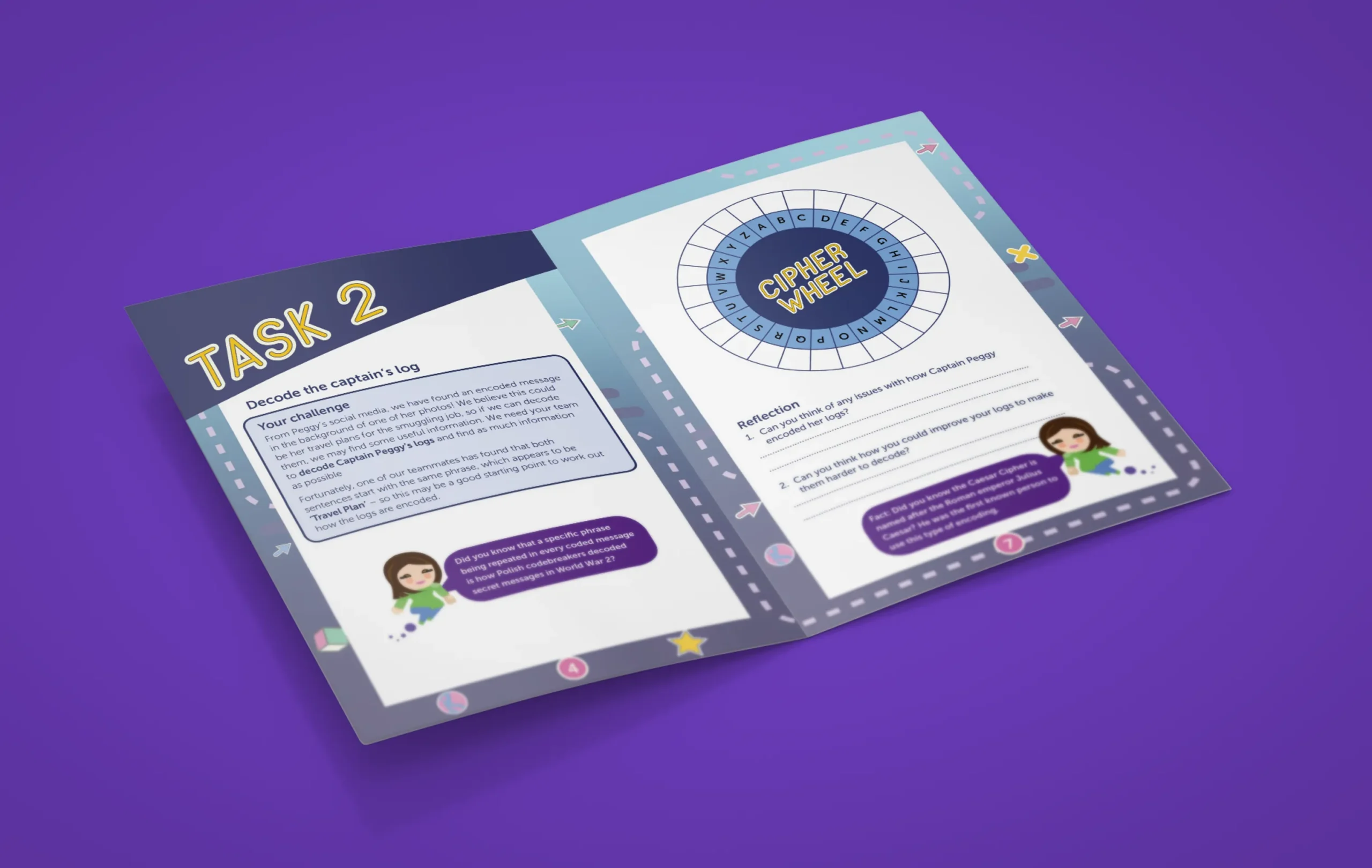 Image of the inside of a student activity booklet, showing some tasks to solve.