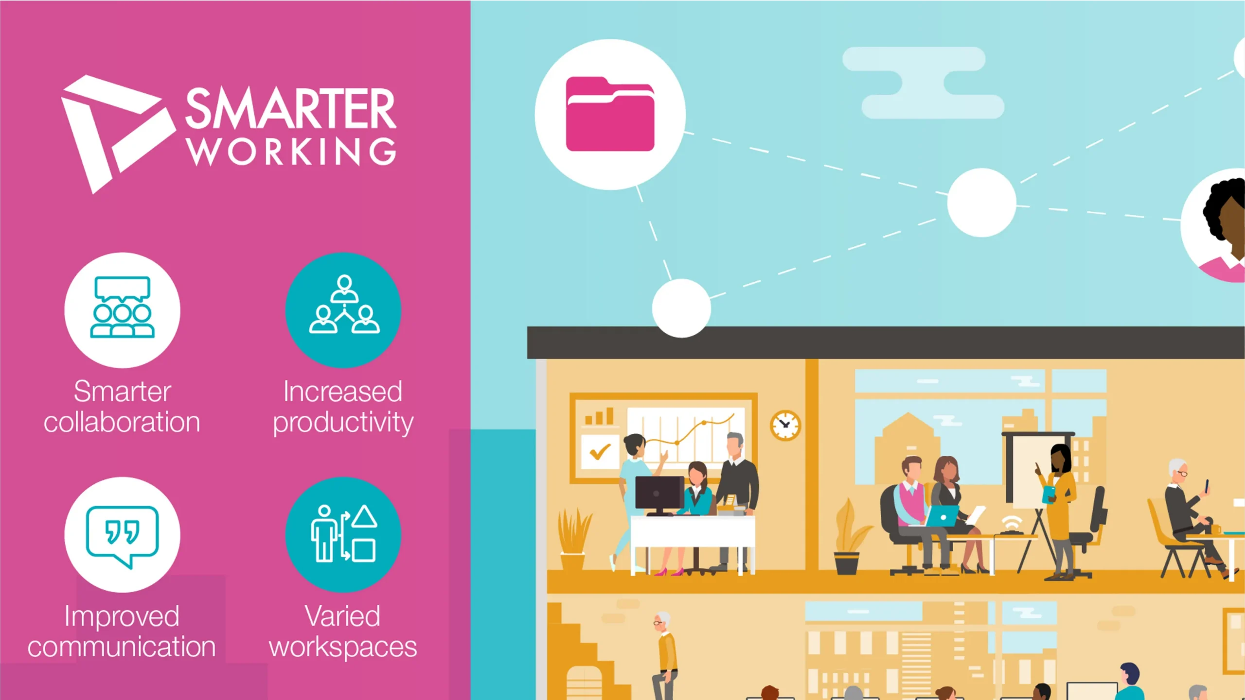Close up of illustration showing smarter working scenarios and principles