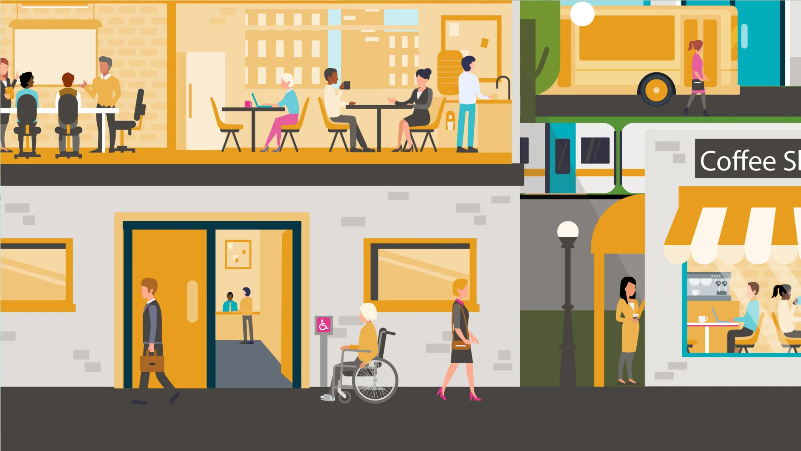 Close up of illustration showing smarter working scenarios and principles