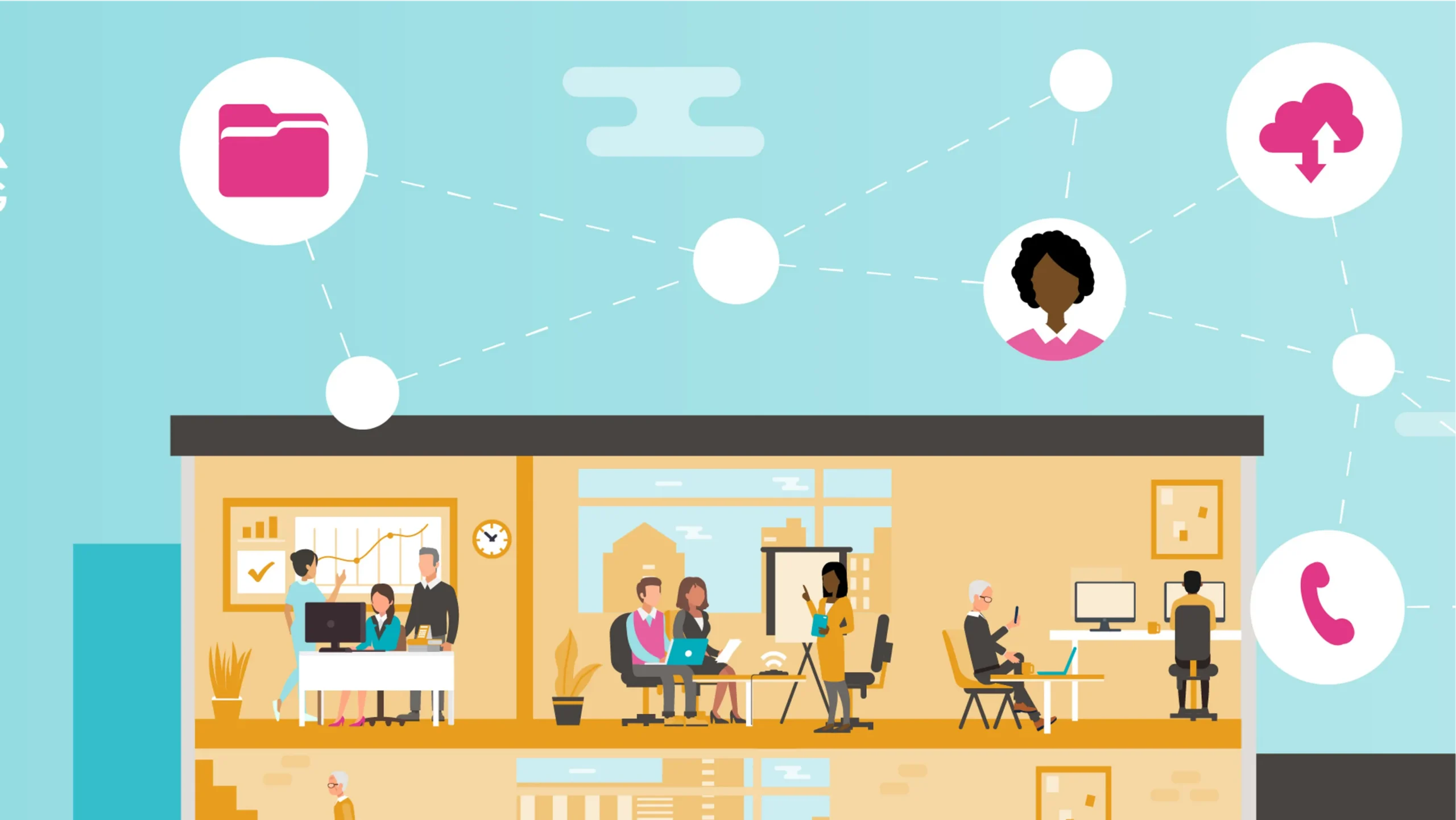 Close up of illustration showing smarter working scenarios and principles