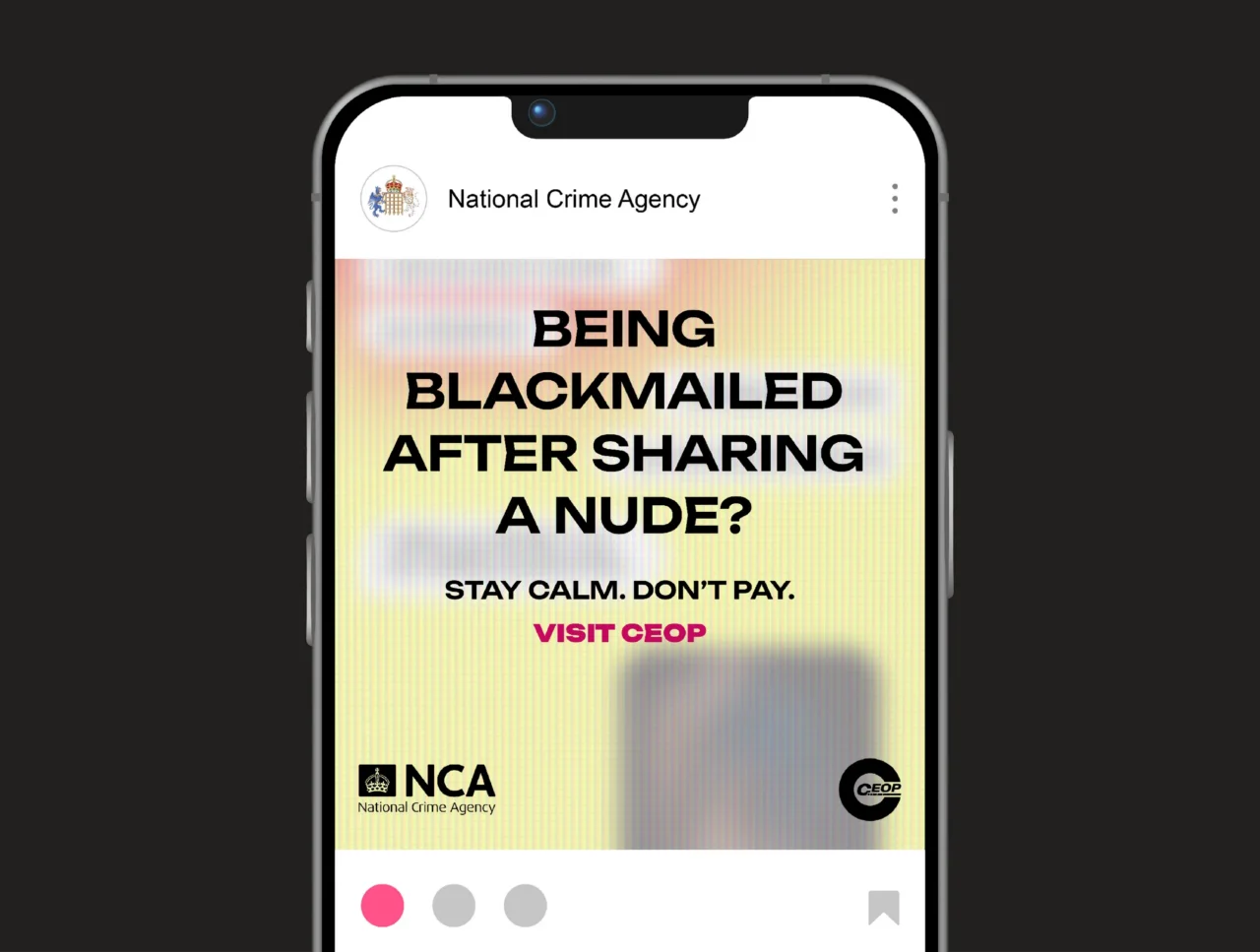 Mockup of campaign materials for the NCA 'Financially motivated sexual extortion' project